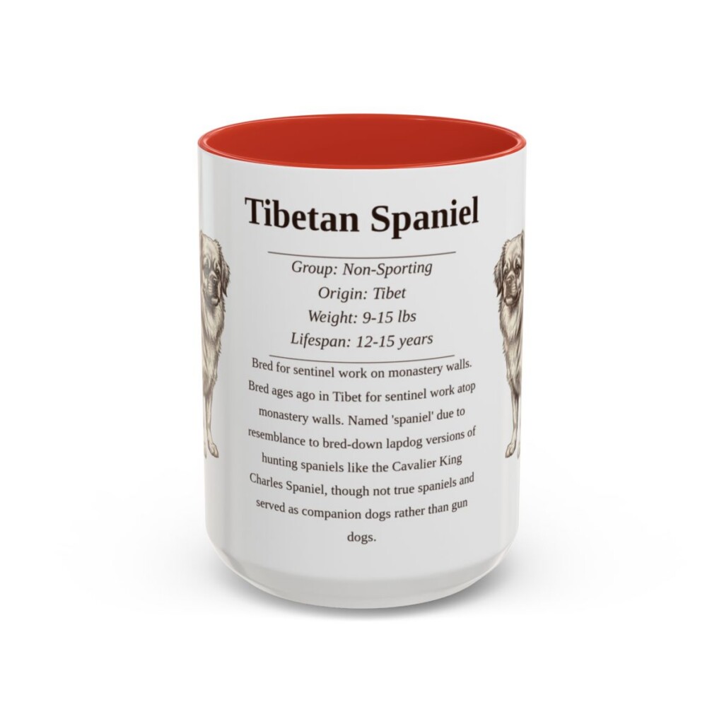 15oz Tibetan Spaniel Mug, Red, front view