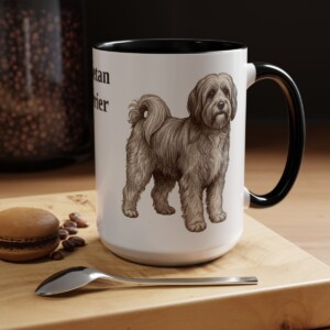 15oz Tibetan Terrier Mug, Black, lifestyle photo