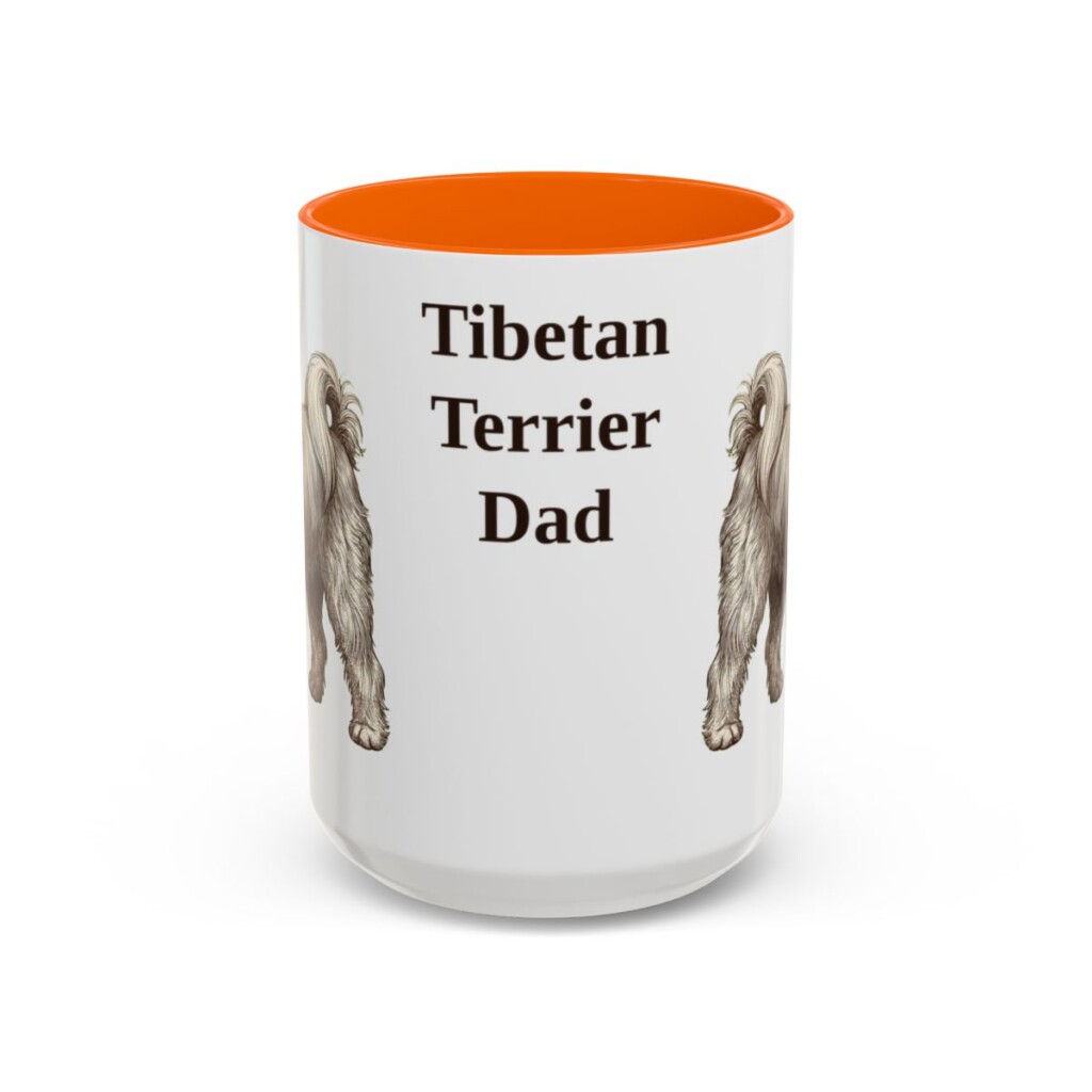 15oz-tibetan-terrier-mug-dad-orange 15oz Tibetan Terrier Dog Dad Mug, Orange, front view