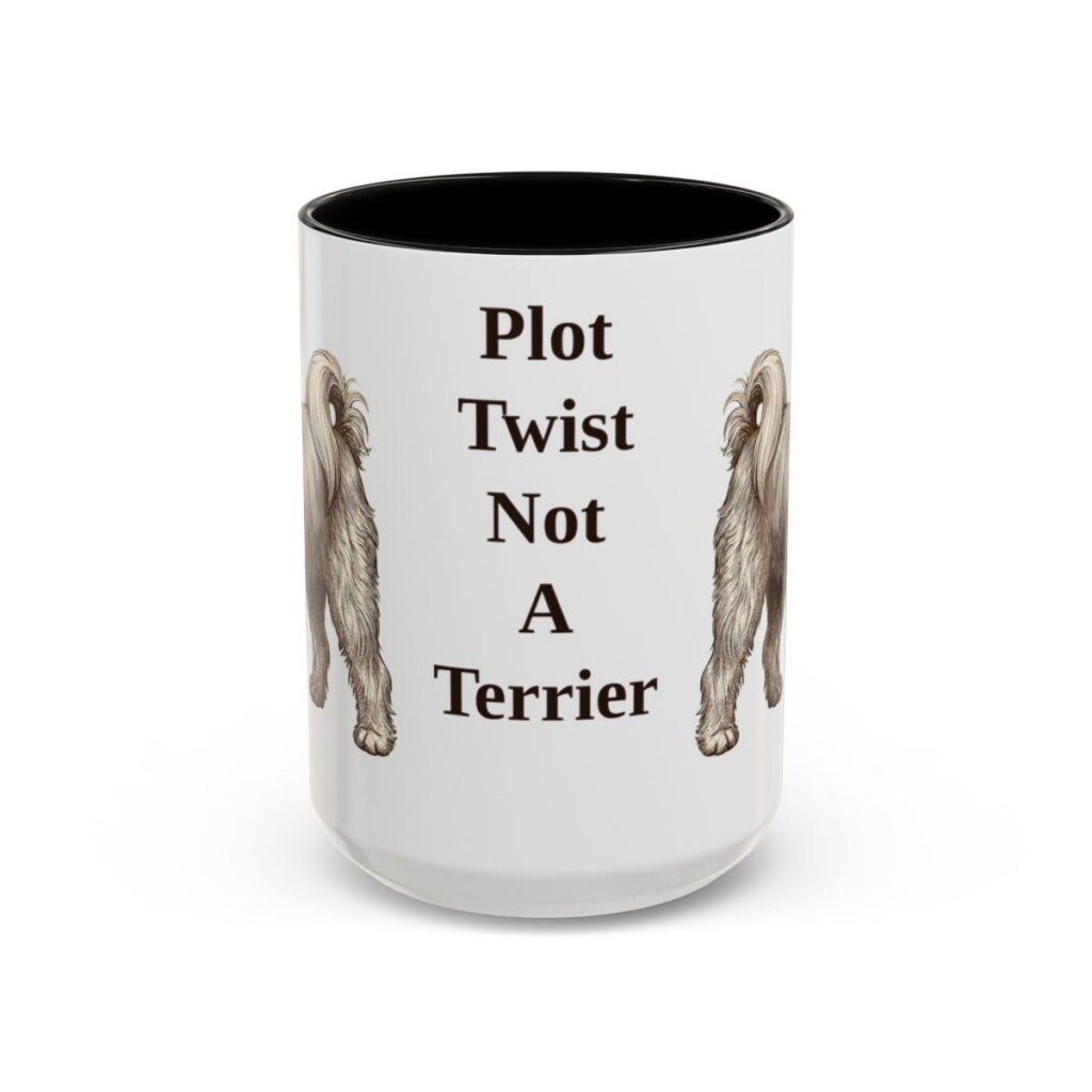 15oz Funny Tibetan Terrier Mug, Black, front view