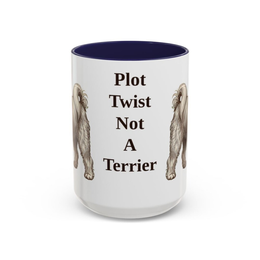15oz Funny Tibetan Terrier Mug, Navy, front view