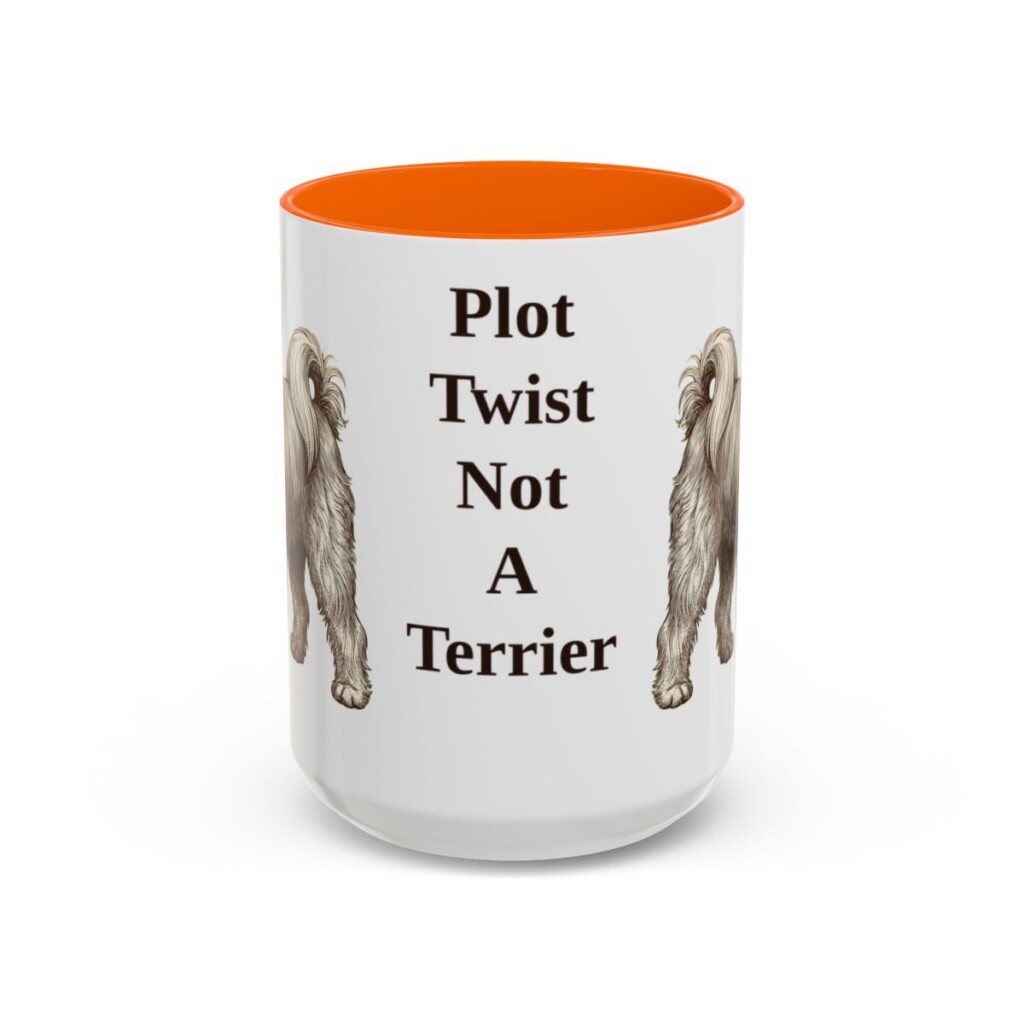 15oz Funny Tibetan Terrier Mug, Orange, front view