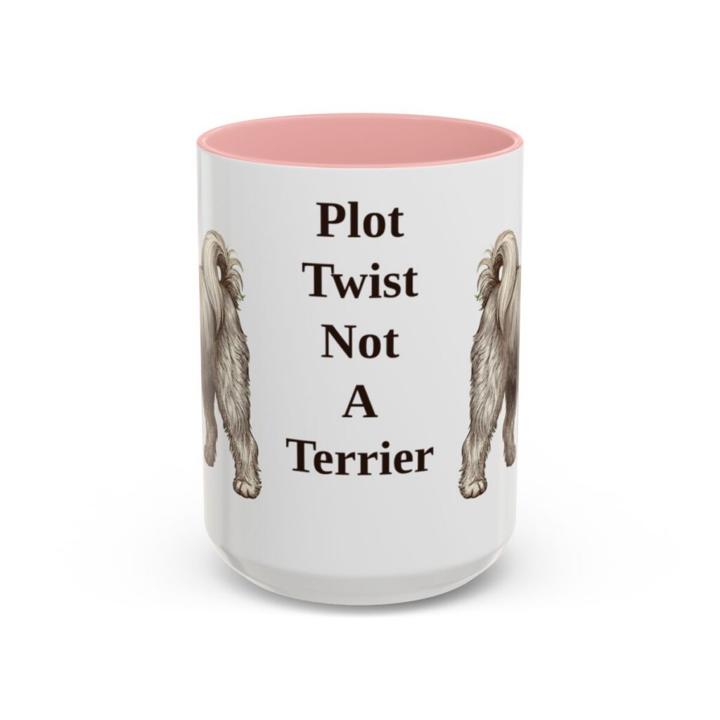 15oz Funny Tibetan Terrier Mug, Pink, front view
