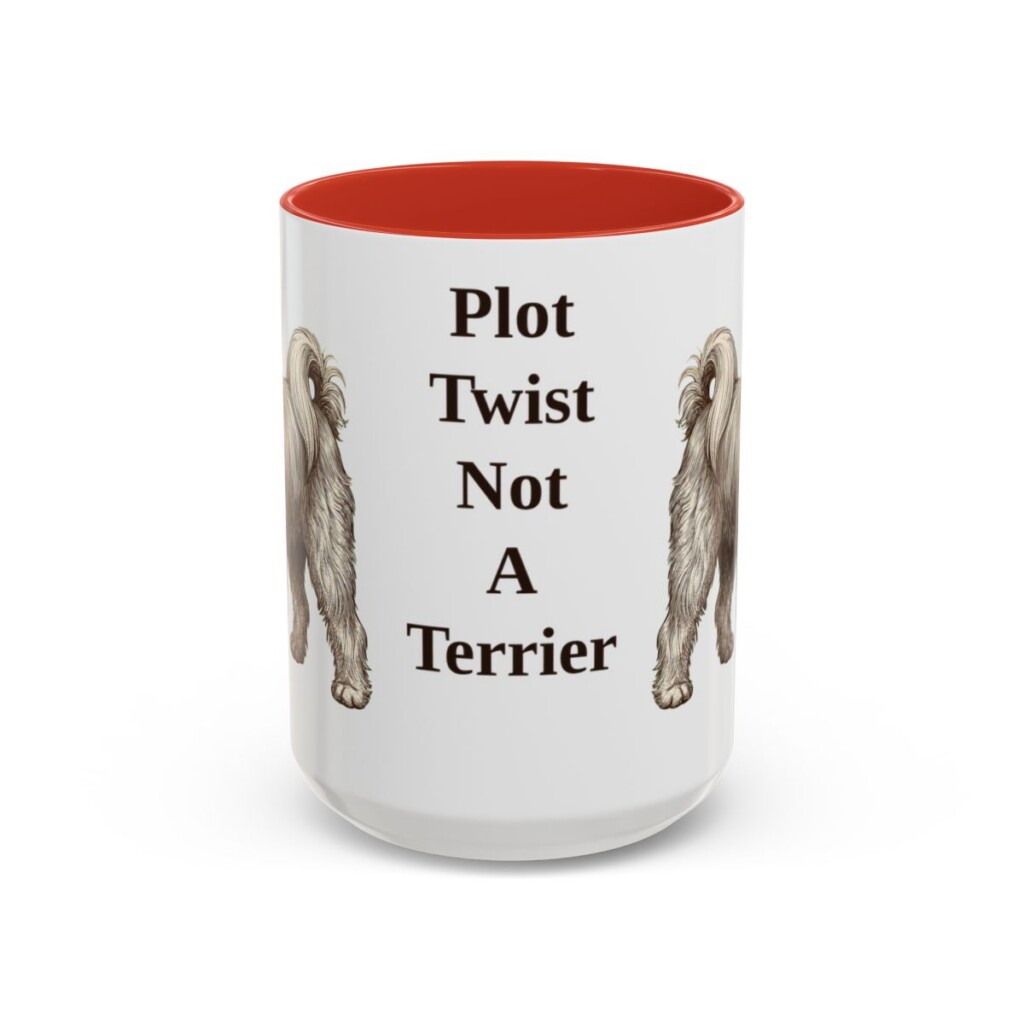 15oz Funny Tibetan Terrier Mug, Red, front view