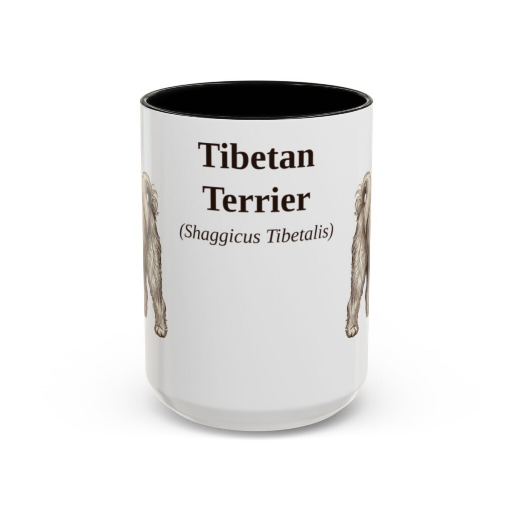 15oz Tibetan Terrier Latin Mug, Black, front view