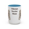 15oz Tibetan Terrier Dog Mom Mug, Light Blue, front view