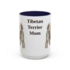 15oz Tibetan Terrier Dog Mom Mug, Navy, front view