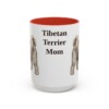 15oz Tibetan Terrier Dog Mom Mug, Red, front view