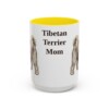 15oz Tibetan Terrier Dog Mom Mug, Yellow, front view
