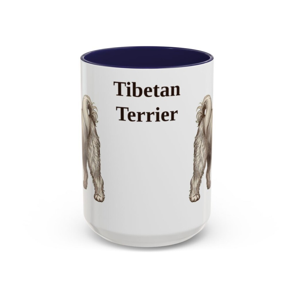 15oz Tibetan Terrier Mug, Navy, front view