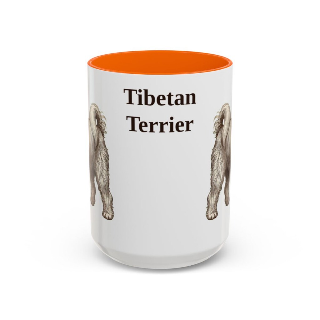 15oz Tibetan Terrier Mug, Orange, front view