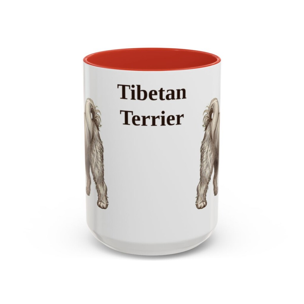 15oz Tibetan Terrier Mug, Red, front view