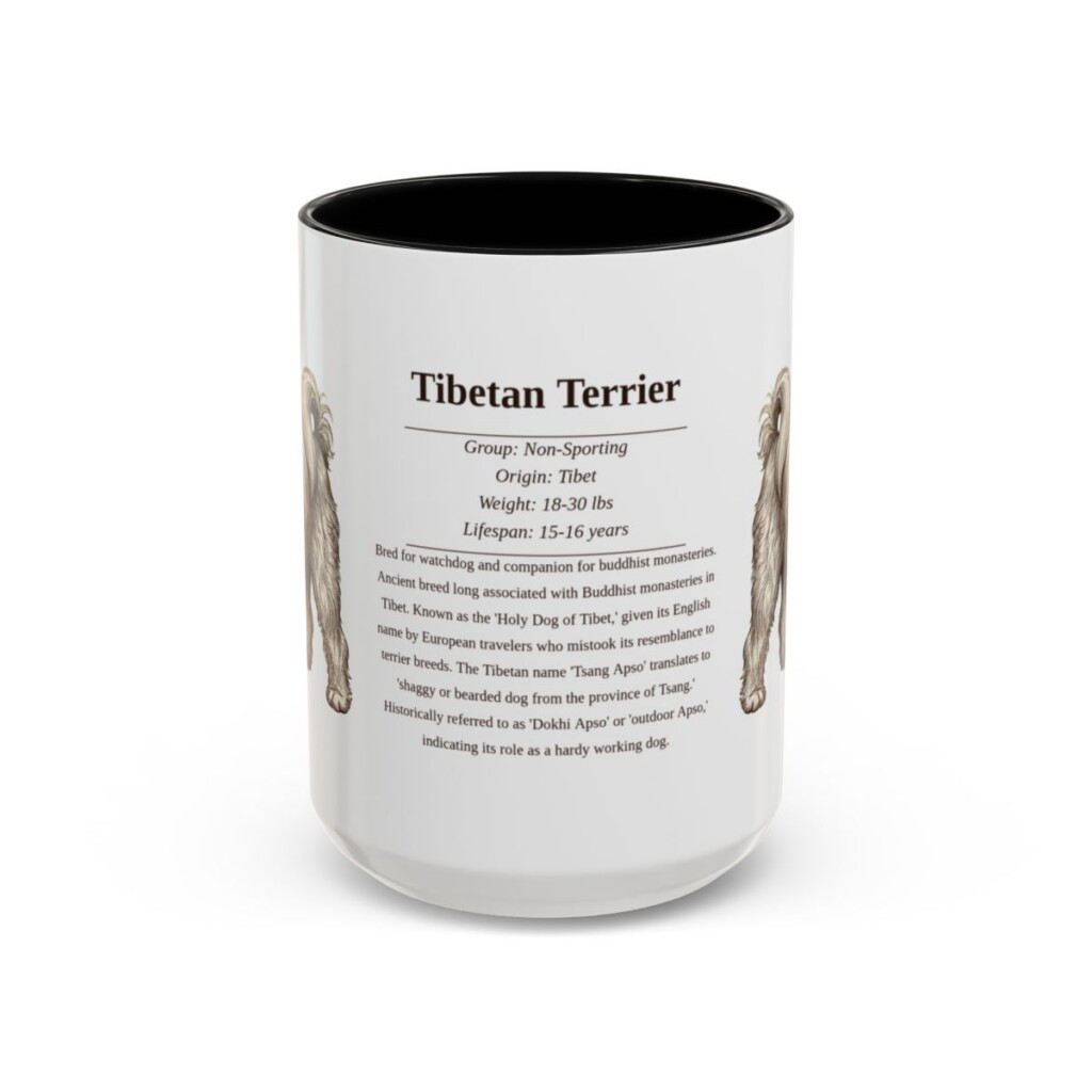 15oz Tibetan Terrier Mug, Black, front view