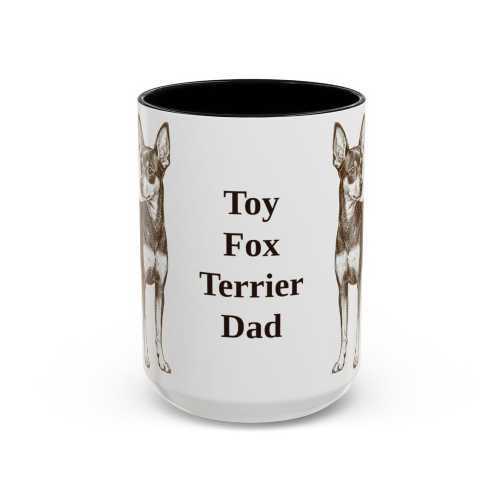 15oz Toy Fox Terrier Dog Dad Mug, Black, front view