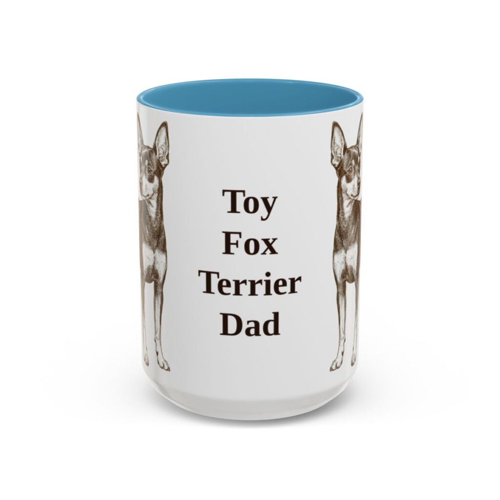 15oz Toy Fox Terrier Dog Dad Mug, Light Blue, front view