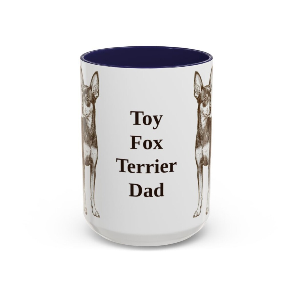 15oz Toy Fox Terrier Dog Dad Mug, Navy, front view