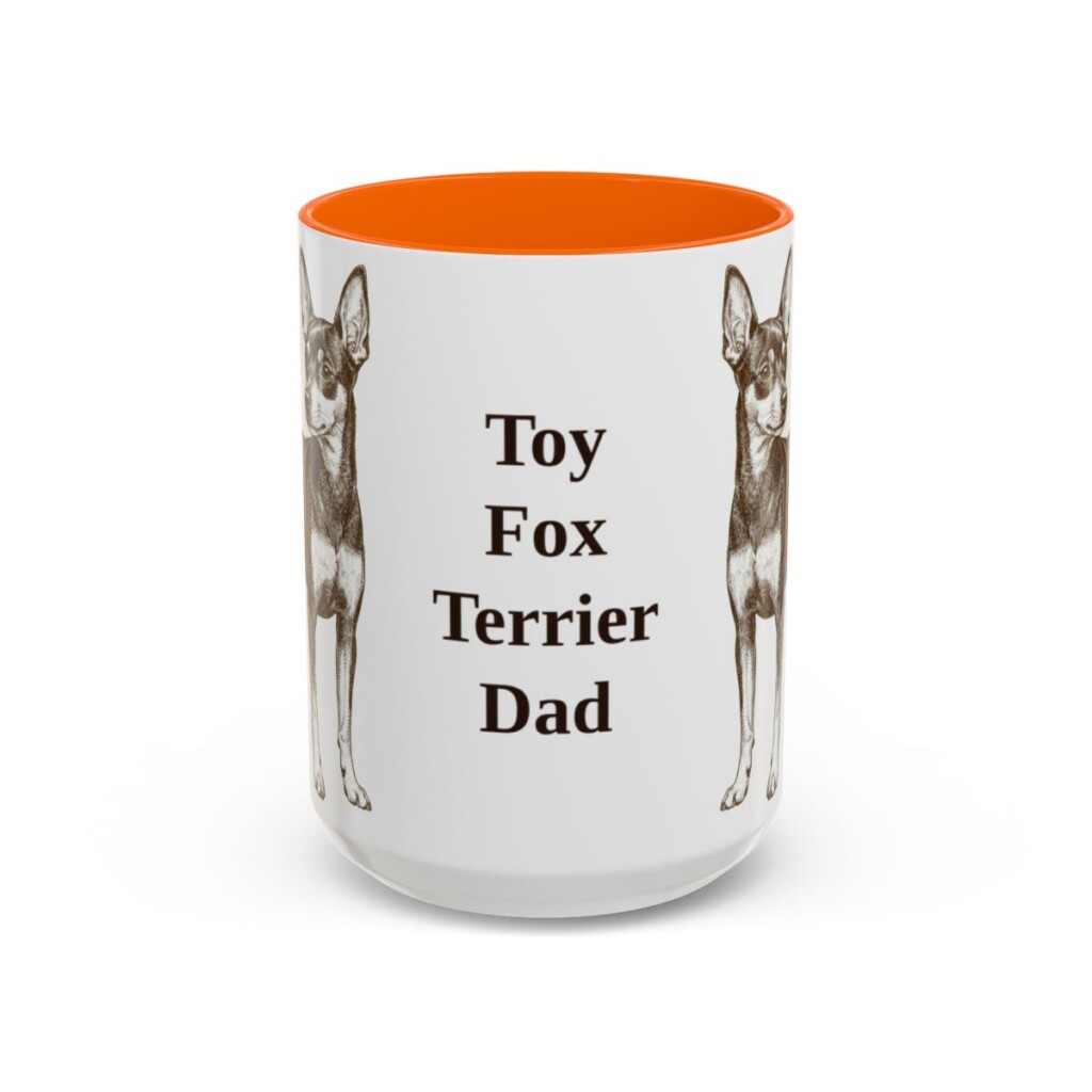 15oz Toy Fox Terrier Dog Dad Mug, Orange, front view