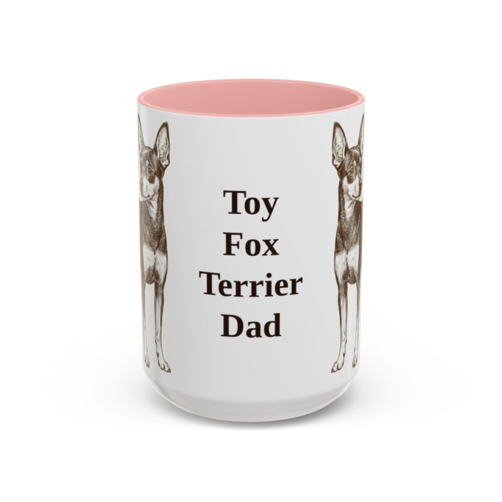 15oz Toy Fox Terrier Dog Dad Mug, Pink, front view