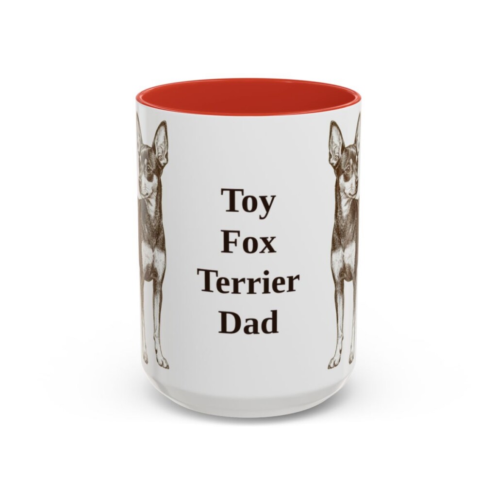 15oz Toy Fox Terrier Dog Dad Mug, Red, front view