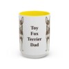 15oz Toy Fox Terrier Dog Dad Mug, Yellow, front view