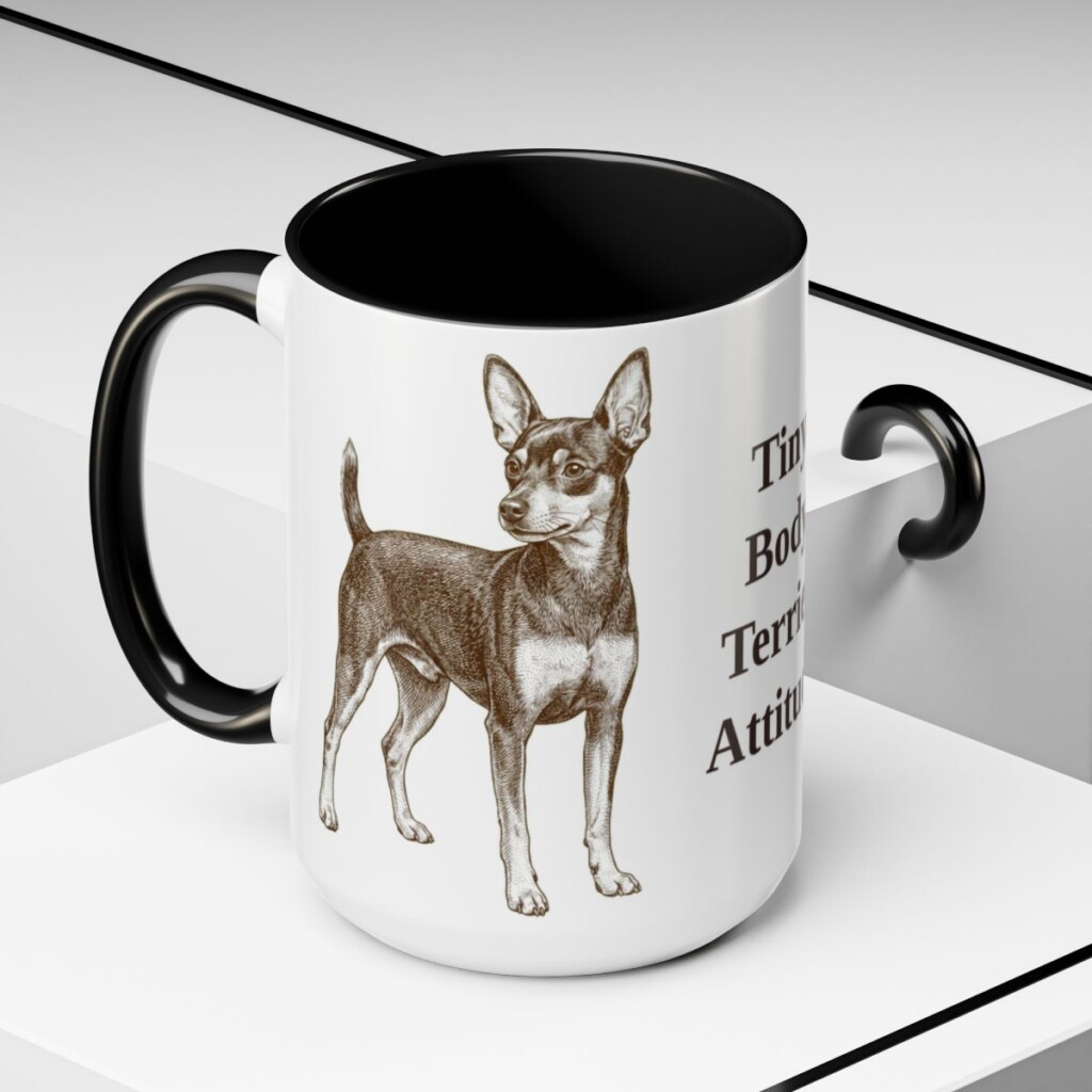 15oz-toy-fox-terrier-mug-humor-black-context-2 15oz Funny Toy Fox Terrier Mug, Black, lifestyle photo