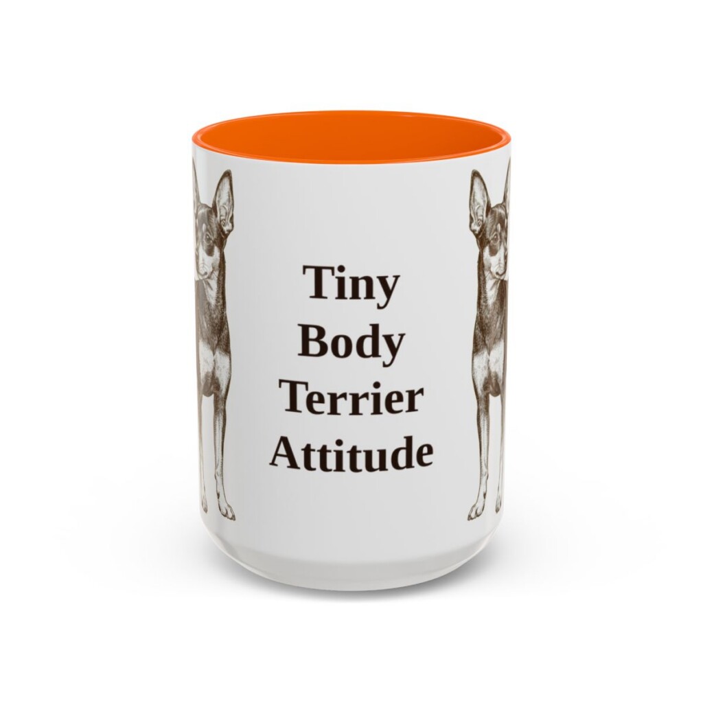 15oz-toy-fox-terrier-mug-humor-orange 15oz Funny Toy Fox Terrier Mug, Orange, front view