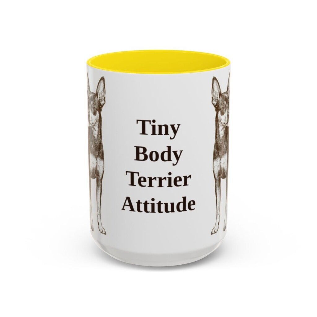 15oz-toy-fox-terrier-mug-humor-yellow 15oz Funny Toy Fox Terrier Mug, Yellow, front view