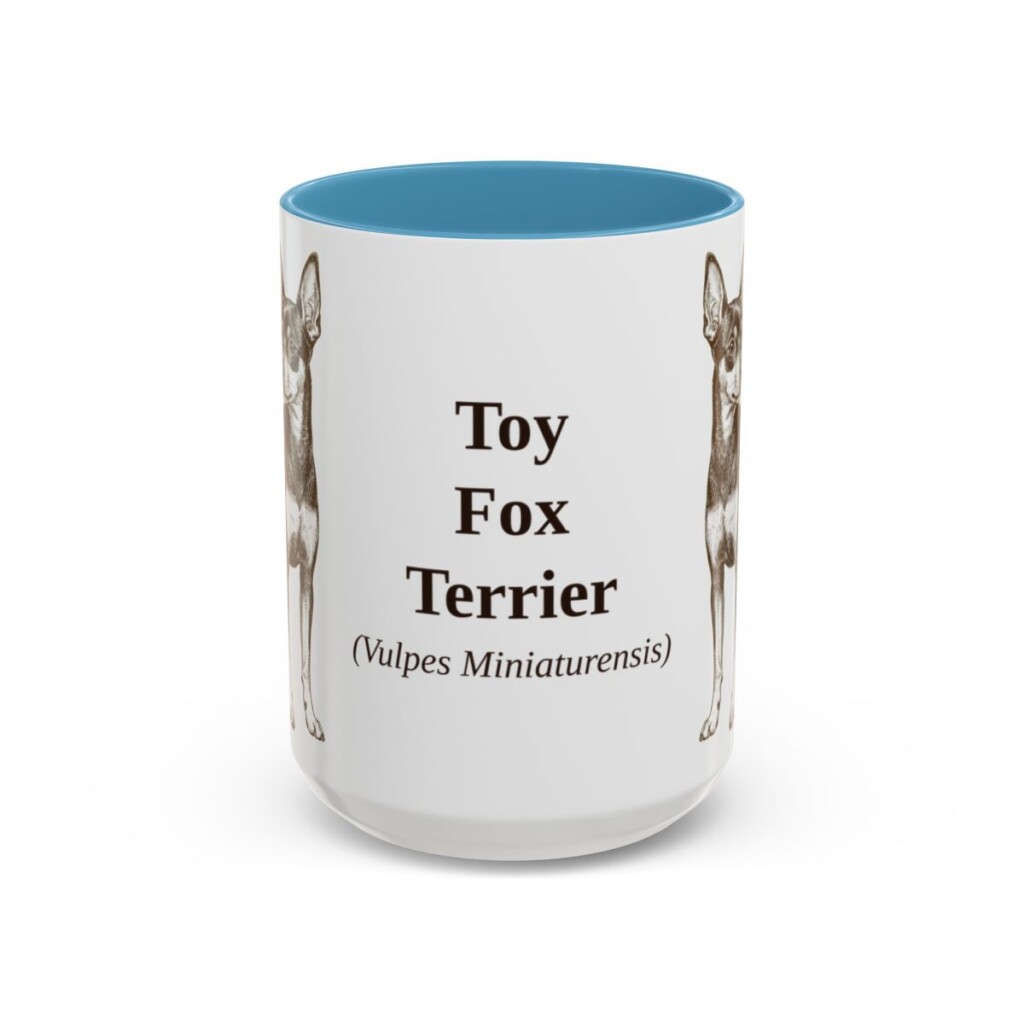 15oz Toy Fox Terrier Latin Mug, Light Blue, front view