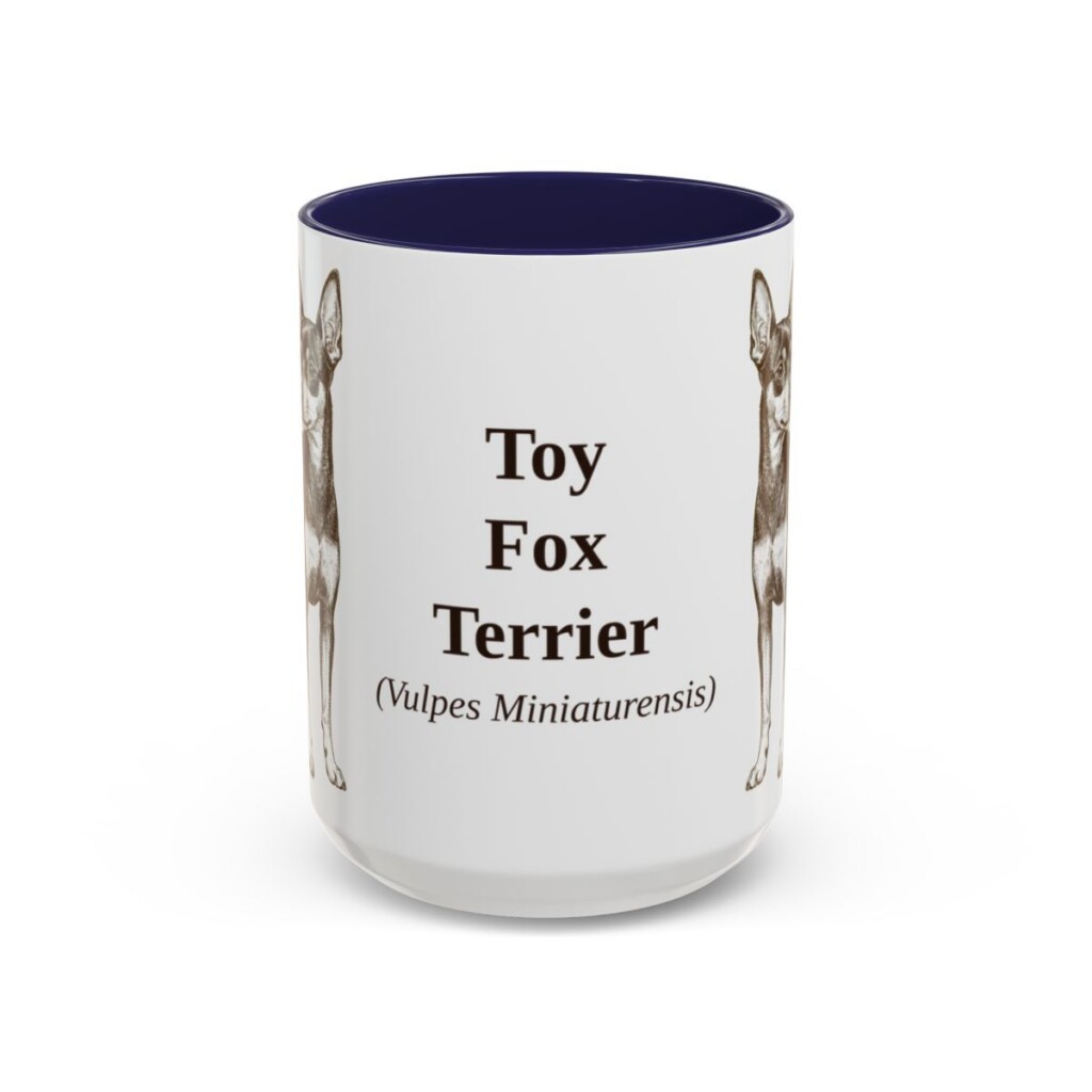 15oz Toy Fox Terrier Latin Mug, Navy, front view