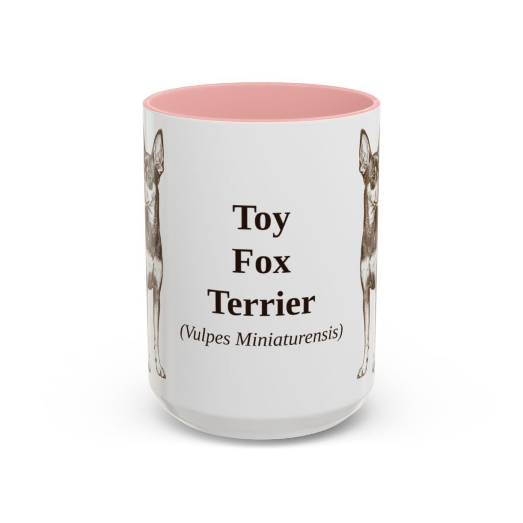 15oz Toy Fox Terrier Latin Mug, Pink, front view