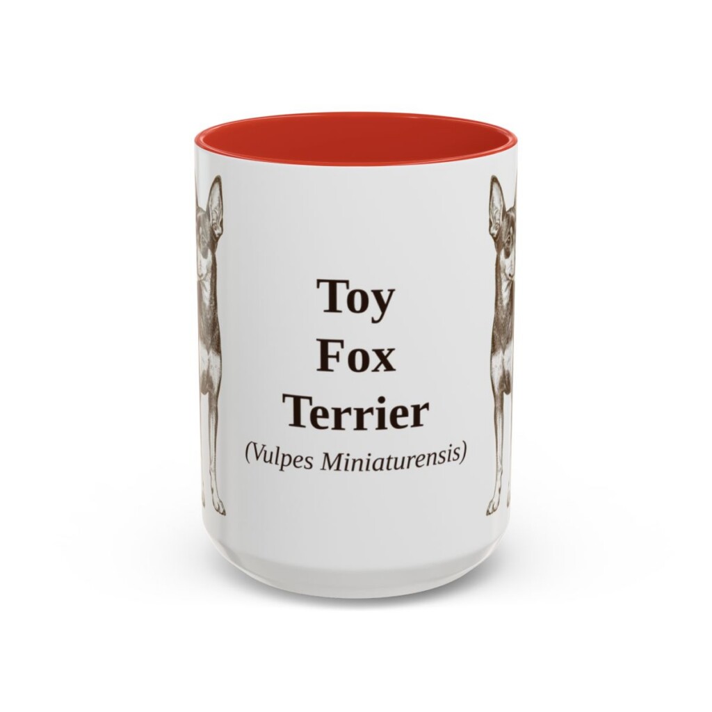 15oz Toy Fox Terrier Latin Mug, Red, front view