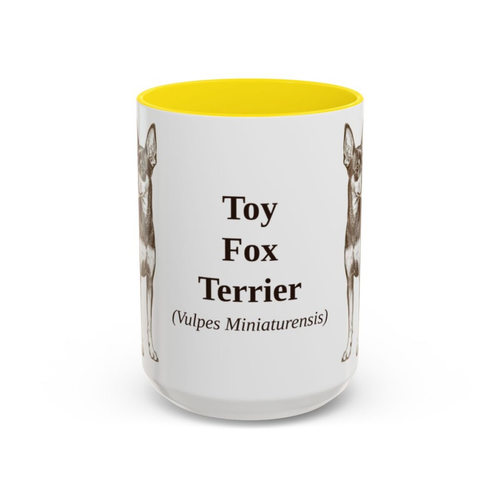 15oz Toy Fox Terrier Latin Mug, Yellow, front view