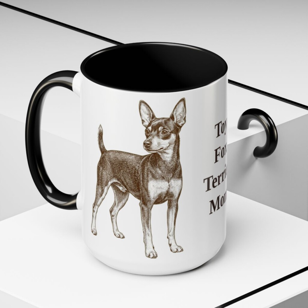 15oz-toy-fox-terrier-mug-mom-black-context-2 15oz Toy Fox Terrier Dog Mom Mug, Black, lifestyle photo