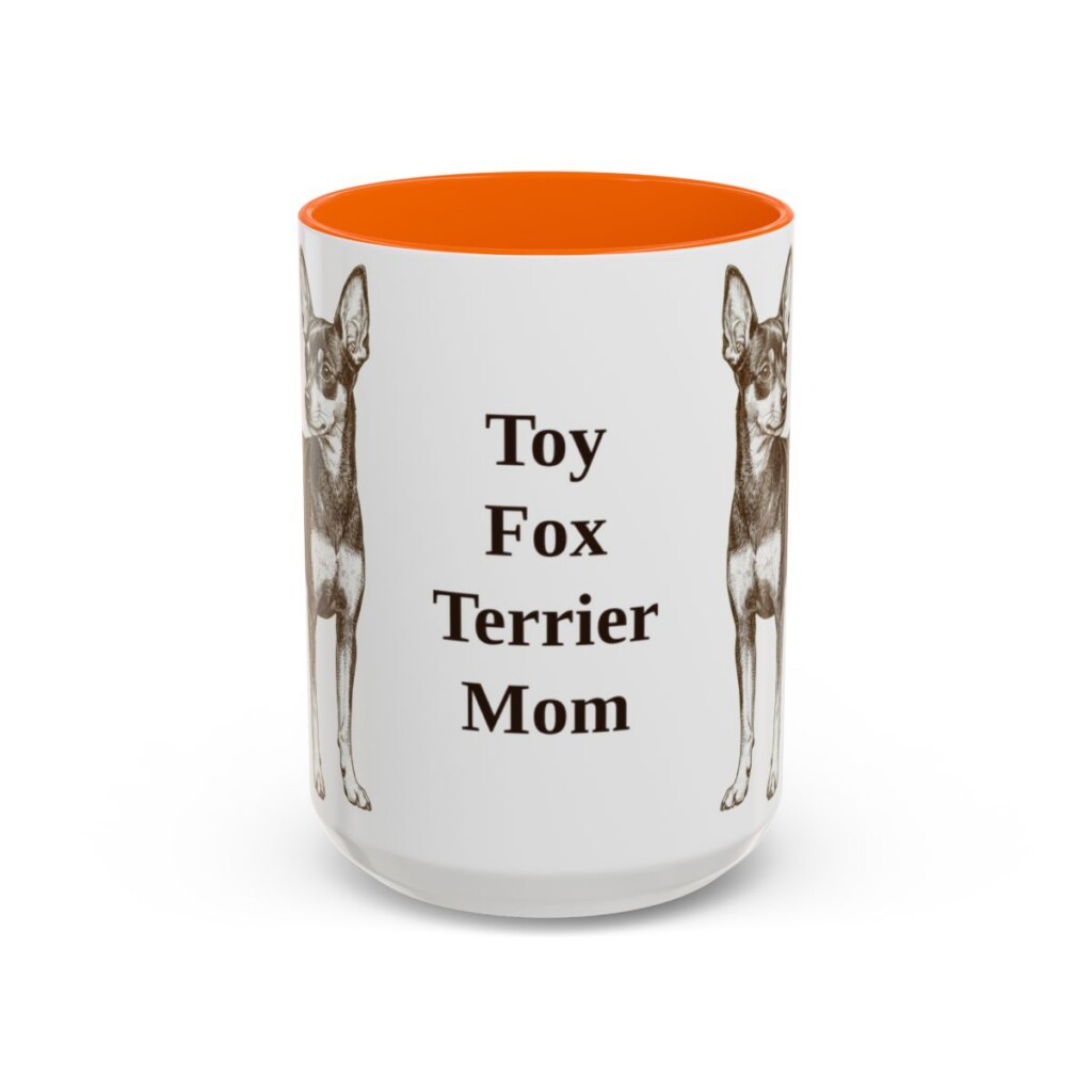 15oz-toy-fox-terrier-mug-mom-orange 15oz Toy Fox Terrier Dog Mom Mug, Orange, front view