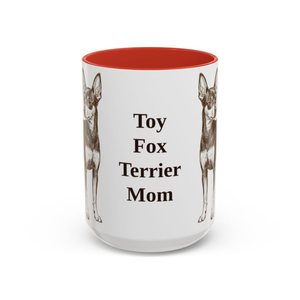 15oz-toy-fox-terrier-mug-mom-red 15oz Toy Fox Terrier Dog Mom Mug, Red, front view