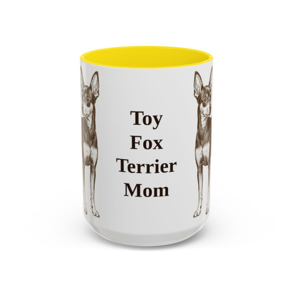 15oz-toy-fox-terrier-mug-mom-yellow 15oz Toy Fox Terrier Dog Mom Mug, Yellow, front view