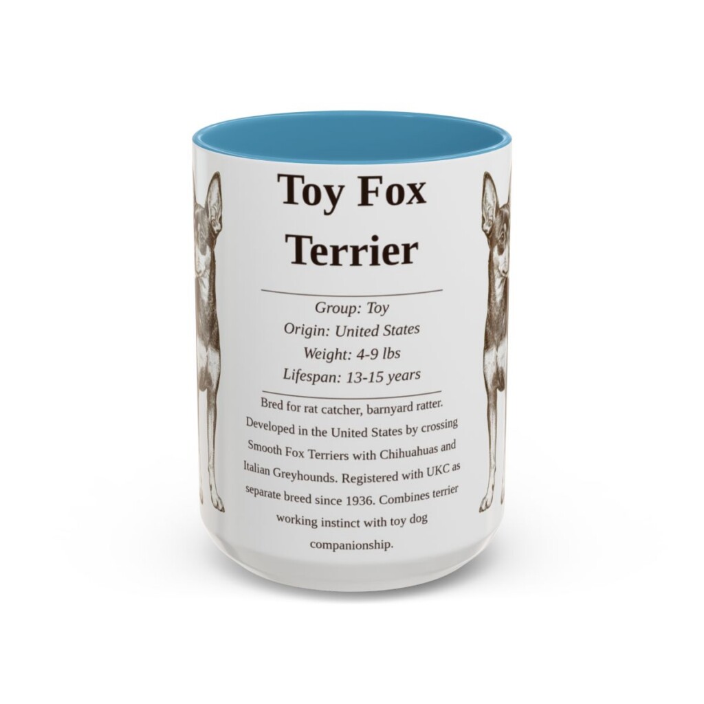 15oz Toy Fox Terrier Mug, Light Blue, front view