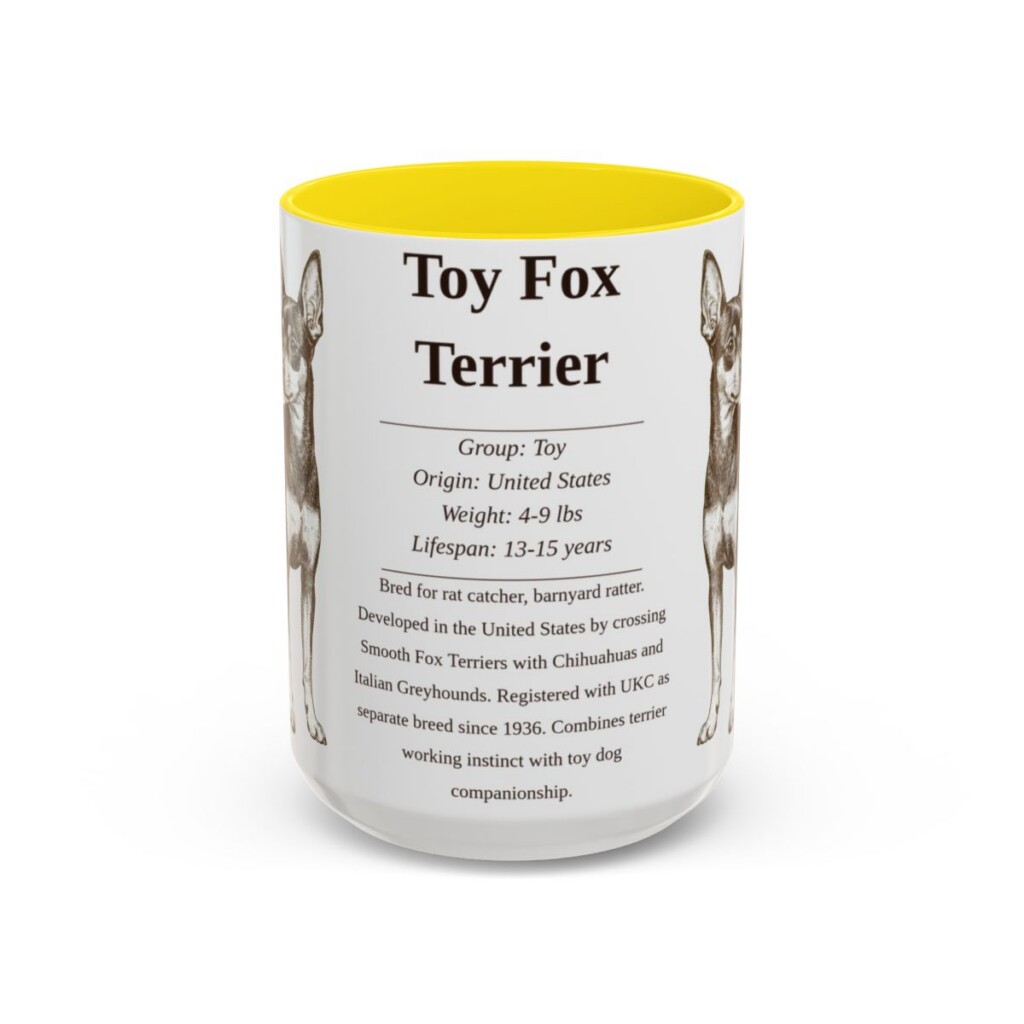 15oz Toy Fox Terrier Mug, Yellow, front view