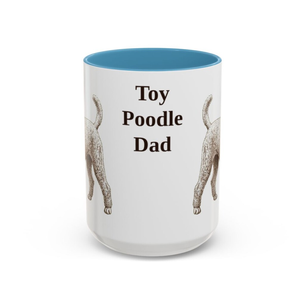 15oz Toy Poodle Dog Dad Mug, Light Blue, front view