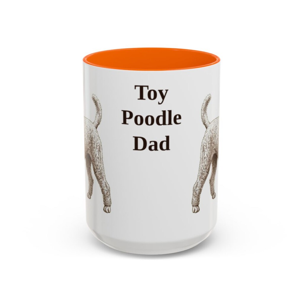 15oz Toy Poodle Dog Dad Mug, Orange, front view