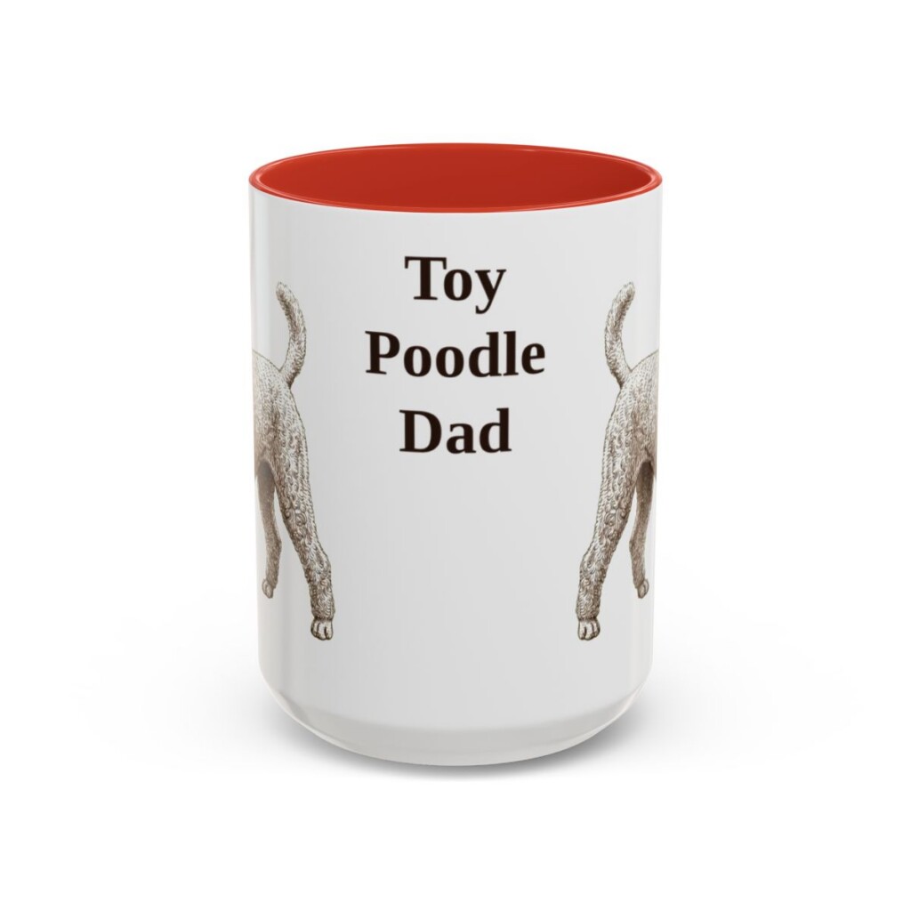 15oz Toy Poodle Dog Dad Mug, Red, front view