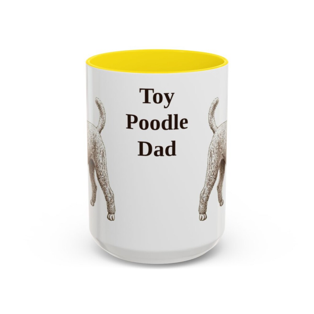 15oz Toy Poodle Dog Dad Mug, Yellow, front view