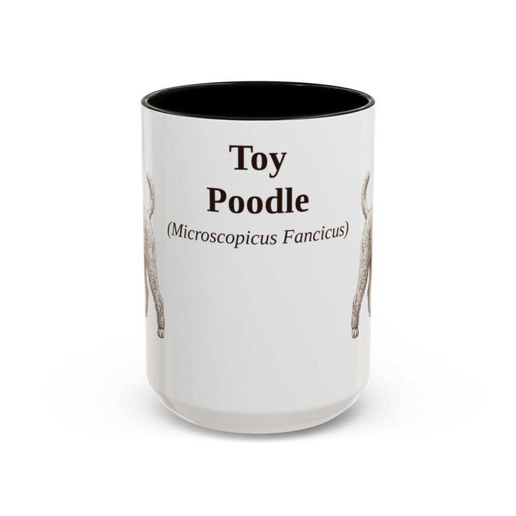 15oz Toy Poodle Latin Mug, Black, front view