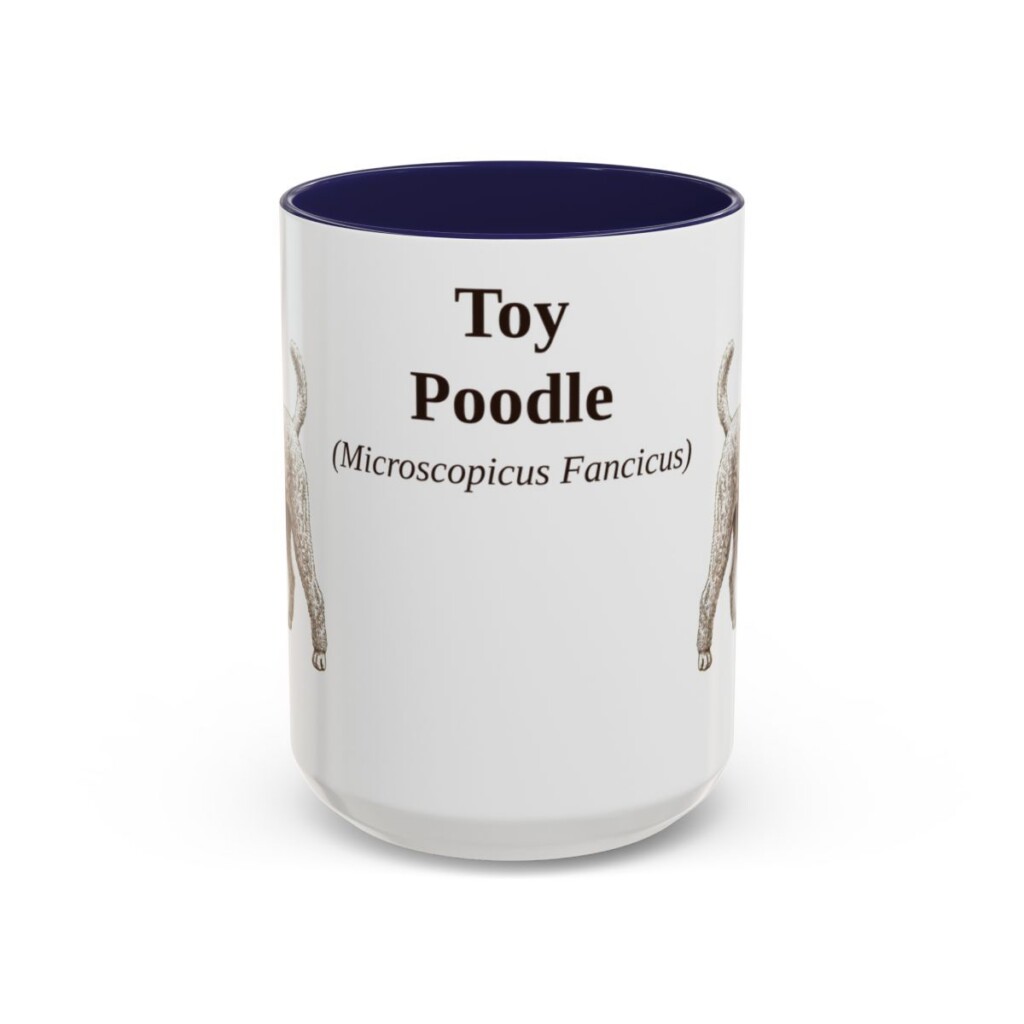 15oz Toy Poodle Latin Mug, Navy, front view