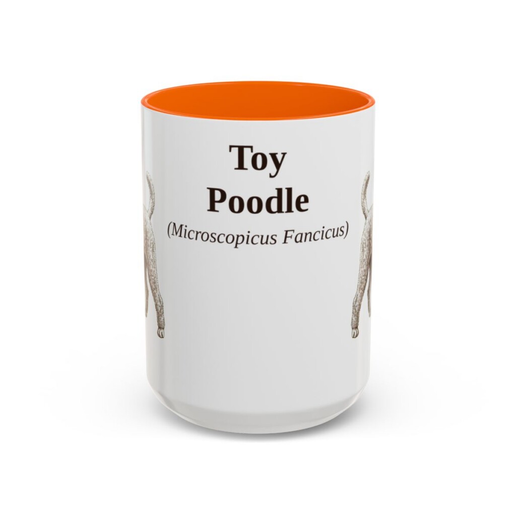 15oz Toy Poodle Latin Mug, Orange, front view