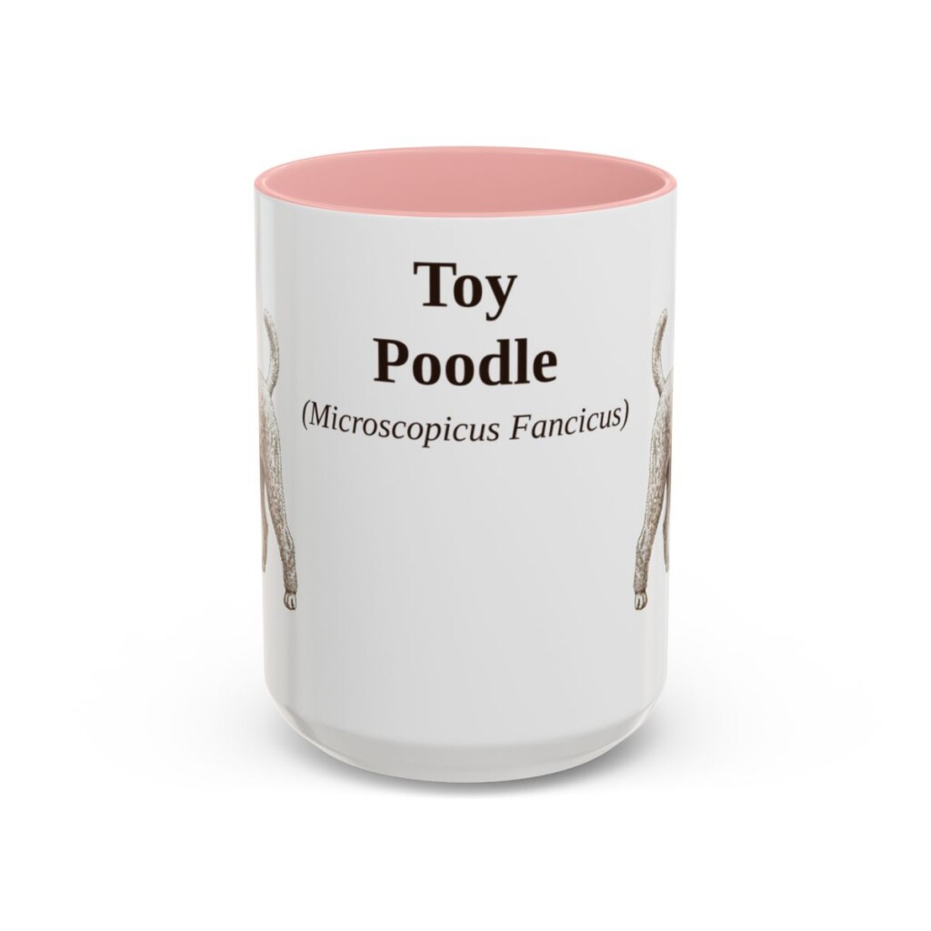 15oz Toy Poodle Latin Mug, Pink, front view