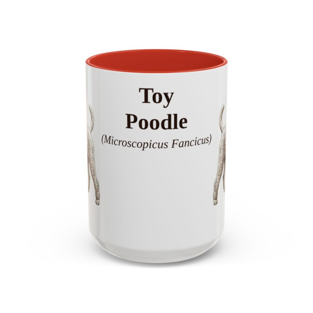 15oz Toy Poodle Latin Mug, Red, front view