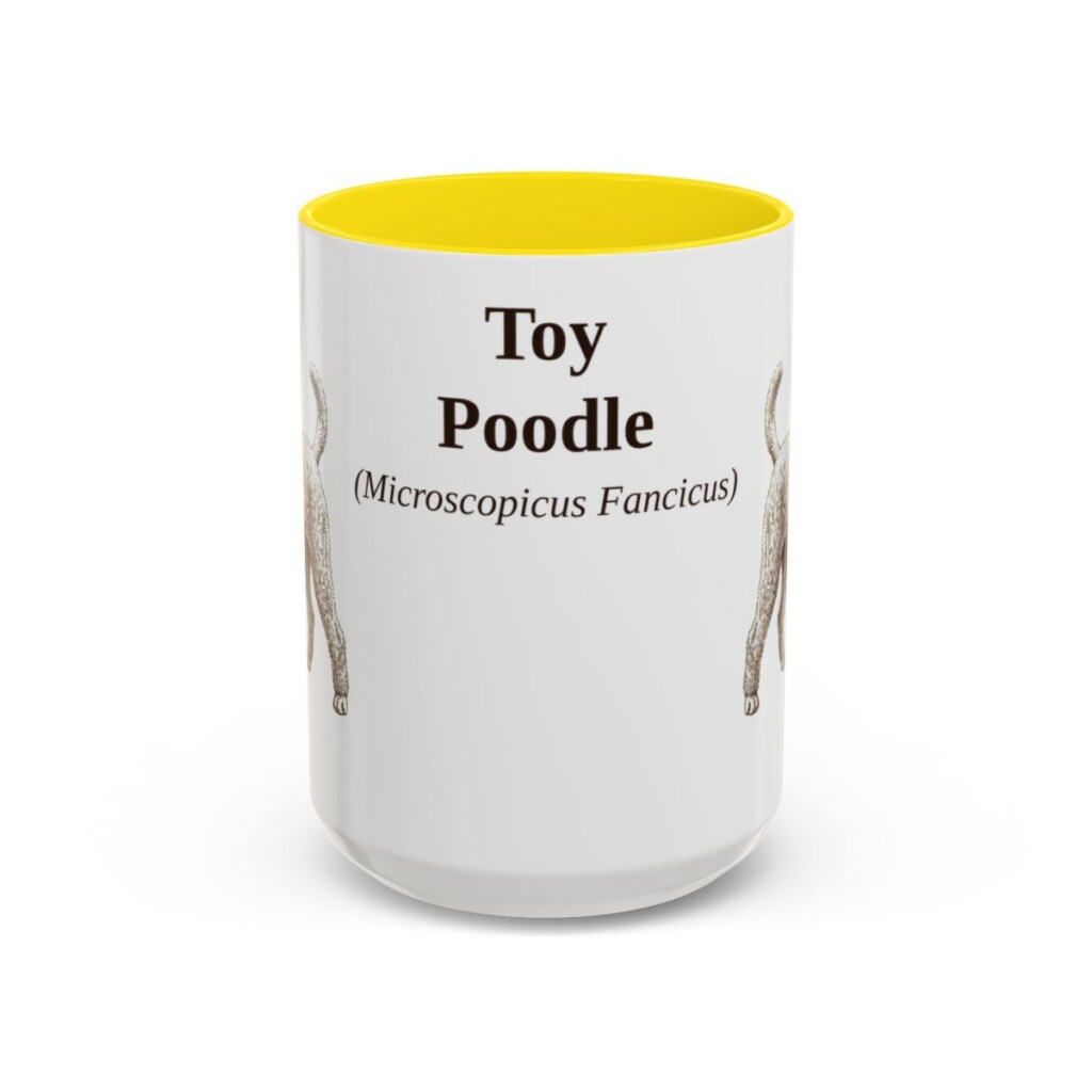 15oz Toy Poodle Latin Mug, Yellow, front view