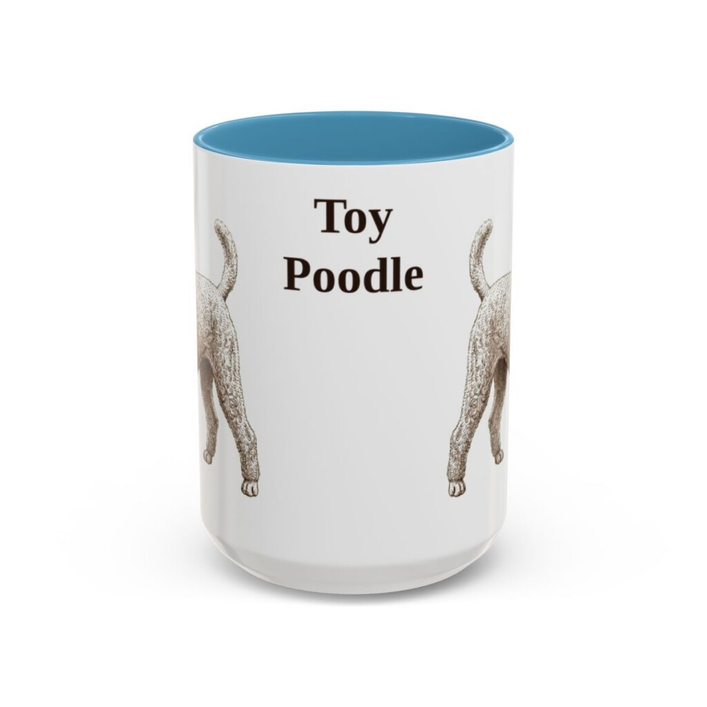 15oz Toy Poodle Mug, Light Blue, front view