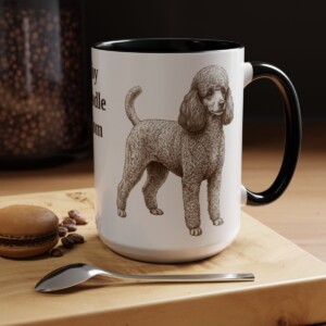 15oz Toy Poodle Dog Mom Mug, Black, lifestyle photo